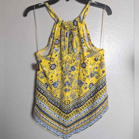 No Boundaries Yellow & Blue Bandana Floral Tank Halter Top M - Picture 3 of 4